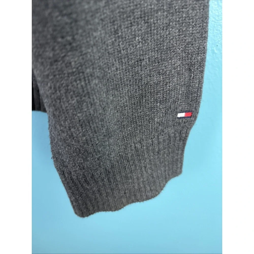 Tommy Hilfiger Mens Fair Isle Striped 1/4 Zip Sweater XL Gray Colorblock Nordic